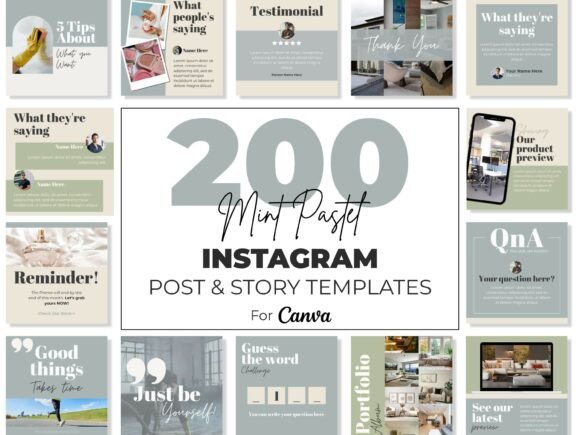 Download Instagram Canva Templates Mint Pastel - Instagram canva templates Collection