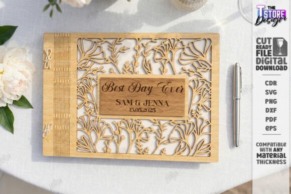 Download Elegant Wedding Guest Book Laser Cut - Premium Resources